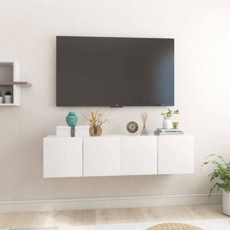 Bild på vidaXL Väggmonterade TV-skåp 2 st vit högglans 60x30x30 cm