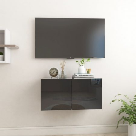 Bild på vidaXL Väggmonterad TV-skåp svart högglans 60x30x30 cm