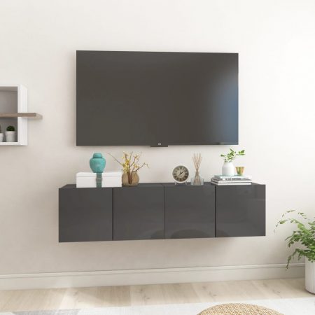 Bild på vidaXL Väggmonterade TV-skåp 2 st grå högglans 60x30x30 cm