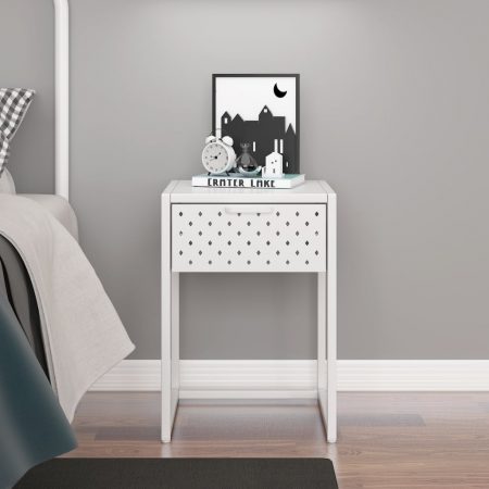 Bild på vidaXL Sängbord vit 35x35x54 cm stål