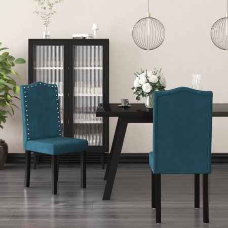 Bild på vidaXL Matstolar 2 st blå sammet