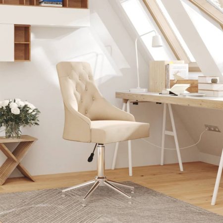 Bild på vidaXL Snurrbar kontorsstol gräddvit tyg