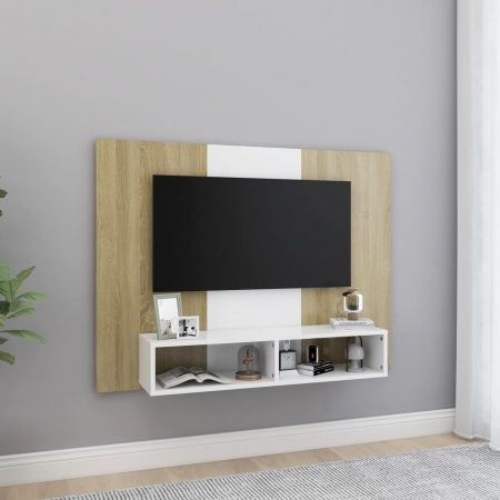 Bild på vidaXL Väggmonterat tv-skåp vit och sonoma-ek 120x23