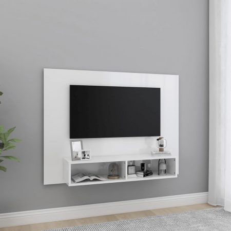 Bild på vidaXL Väggmonterat tv-skåp vit högglans 120x23