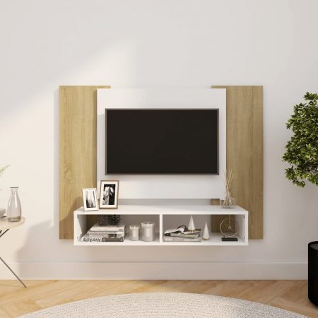 Bild på vidaXL Väggmonterat tv-skåp vit och sonoma-ek 120x23