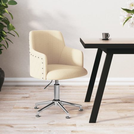 Bild på vidaXL Snurrbar kontorsstol gräddvit tyg