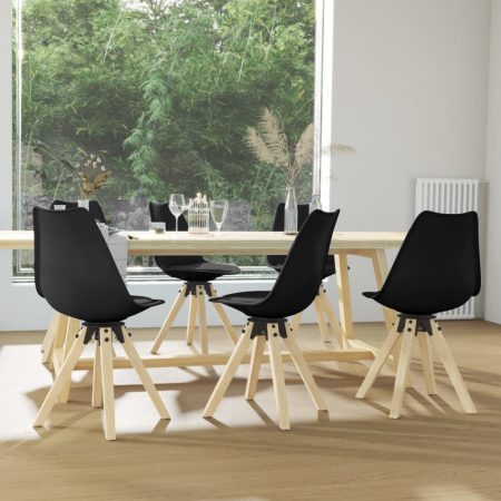 Bild på vidaXL Snurrbara matstolar 6 st svart PP