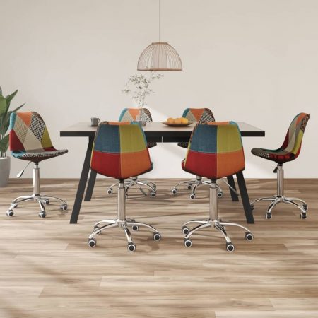 Bild på vidaXL Snurrbara matstolar 6 st lapptäcke-tyg