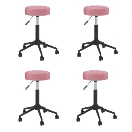 Bild på vidaXL Snurrbara matstolar 4 st rosa sammet