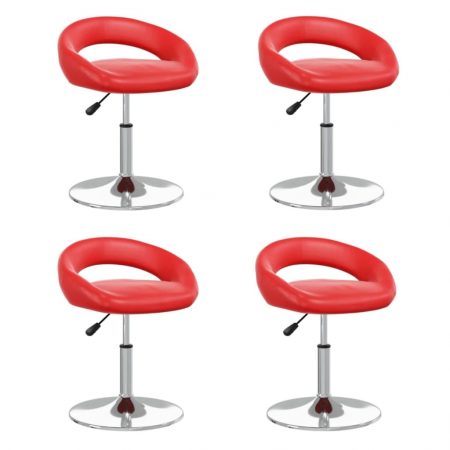 Bild på vidaXL Snurrbara matstolar 4 st röd konstläder
