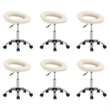 Bild på vidaXL Snurrbara matstolar 6 st gräddvit konstläder