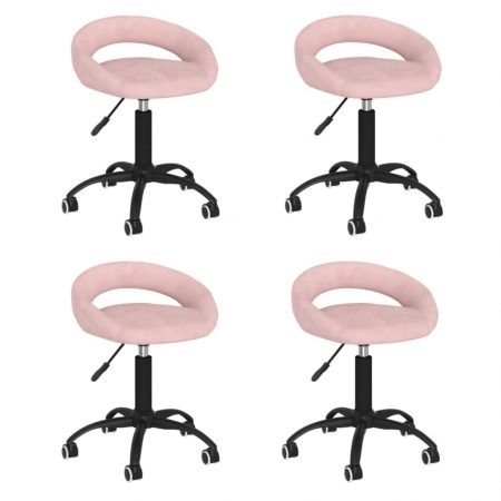 Bild på vidaXL Snurrbara matstolar 4 st rosa sammet