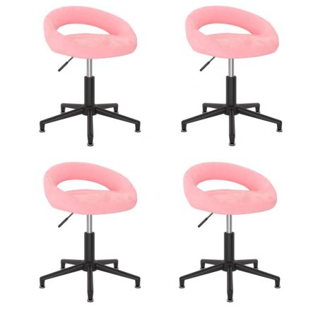 Bild på vidaXL Snurrbara matstolar 4 st rosa sammet