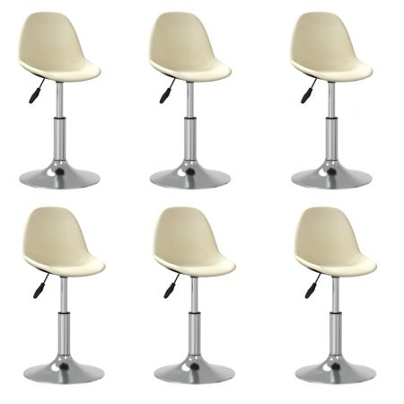Bild på vidaXL Snurrbara matstolar 6 st gräddvit tyg