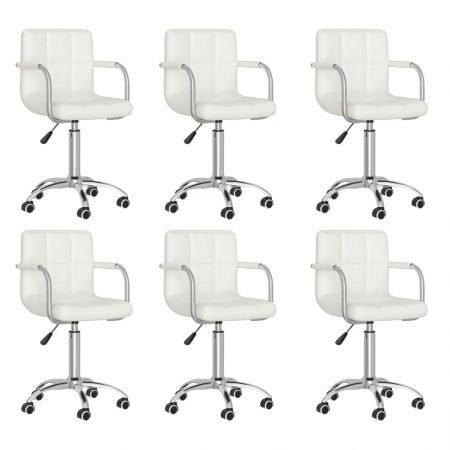 Bild på vidaXL Snurrbara matstolar 6 st vit konstläder