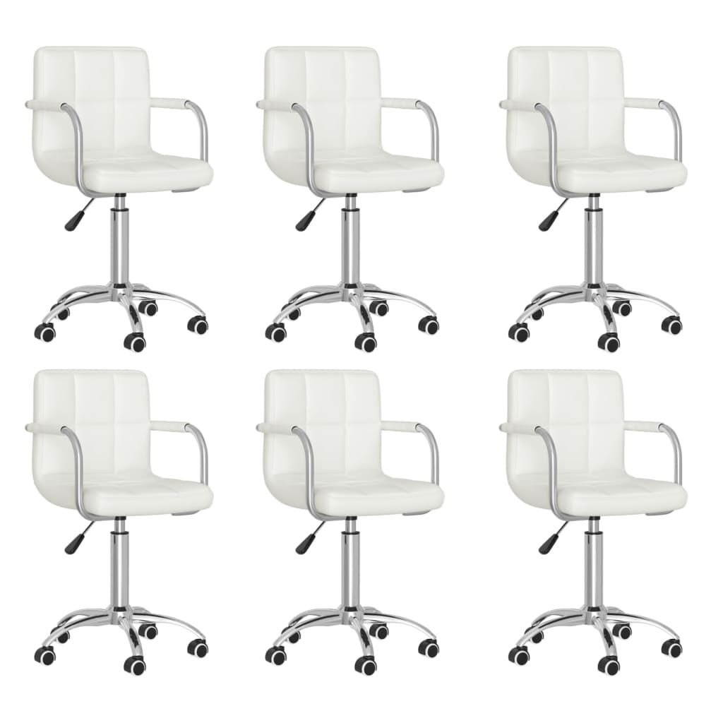 8720286745175_a_en_hd_1 Bild på vidaXL Snurrbara matstolar 6 st vit konstläder