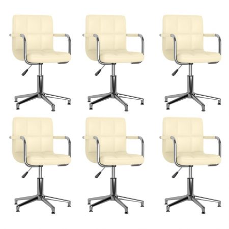 Bild på vidaXL Snurrbara matstolar 6 st gräddvit konstläder