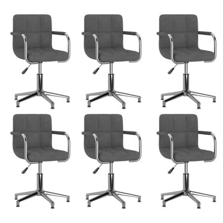 Bild på vidaXL Snurrbara matstolar 6 st mörkgrå sammet