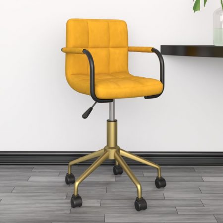 Bild på vidaXL Snurrbar kontorsstol senapsgul sammet