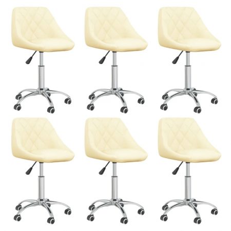 Bild på vidaXL Snurrbara matstolar 6 st gräddvit konstläder