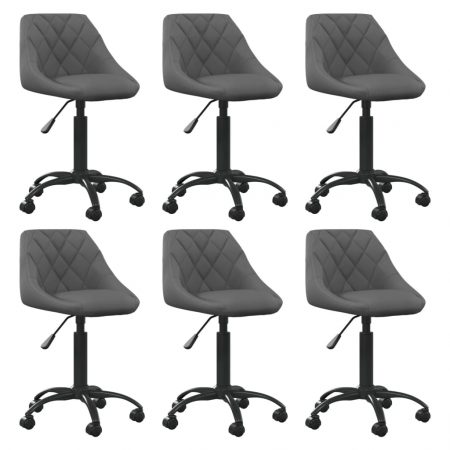 Bild på vidaXL Snurrbara matstolar 6 st mörkgrå sammet