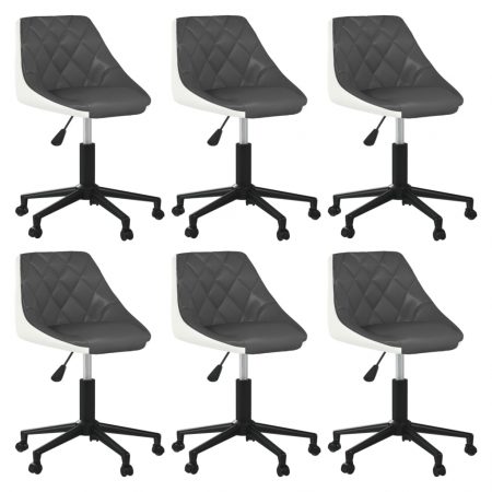 Bild på vidaXL Snurrbara matstolar 6 st grå och vit konstläder