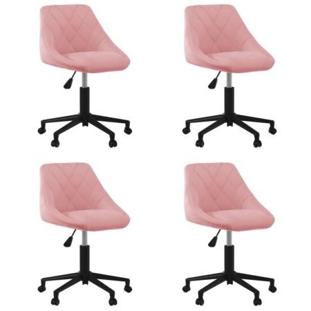 Bild på vidaXL Snurrbara matstolar 4 st rosa sammet