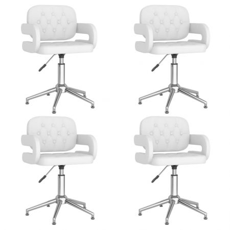 Bild på vidaXL Snurrbara matstolar 4 st vit konstläder