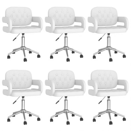 Bild på vidaXL Snurrbara matstolar 6 st vit konstläder