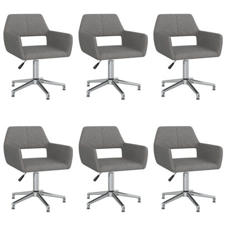 Bild på vidaXL Snurrbara matstolar 6 st ljusgrå tyg