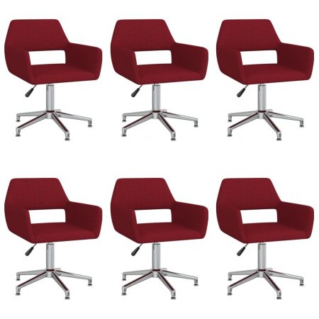 Bild på vidaXL Snurrbara matstolar 6 st vinröd tyg
