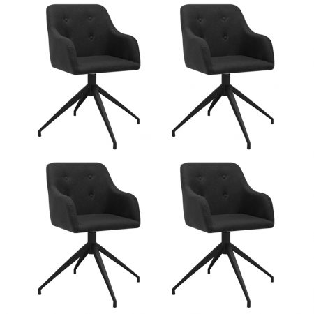 Bild på vidaXL Snurrbara matstolar 4 st svart tyg