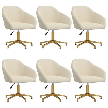 Bild på vidaXL Snurrbara matstolar 6 st gräddvit sammet
