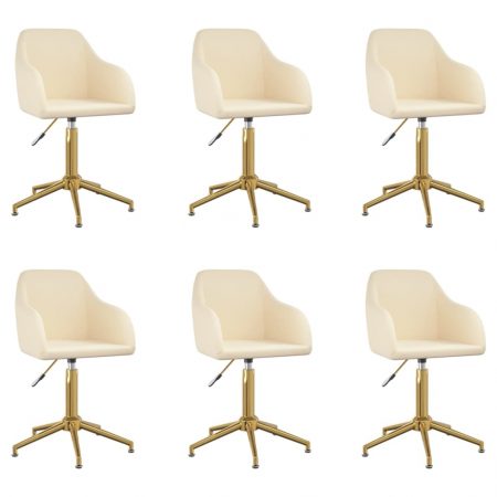 Bild på vidaXL Snurrbara matstolar 6 st gräddvit sammet