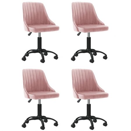Bild på vidaXL Snurrbara matstolar 4 st rosa sammet