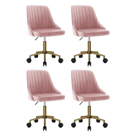 Bild på vidaXL Snurrbara matstolar 4 st rosa sammet