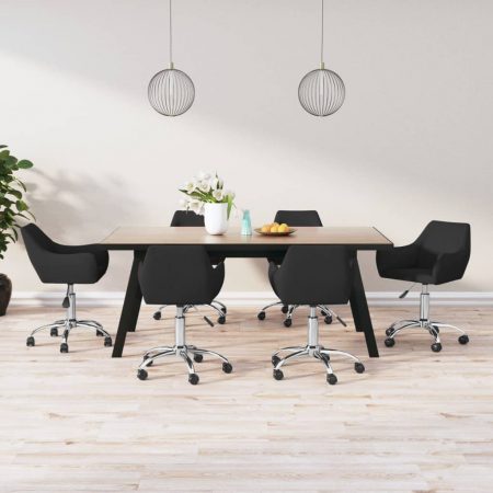 Bild på vidaXL Snurrbara matstolar 6 st svart tyg