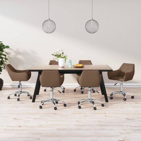 Bild på vidaXL Snurrbara matstolar 6 st brun tyg