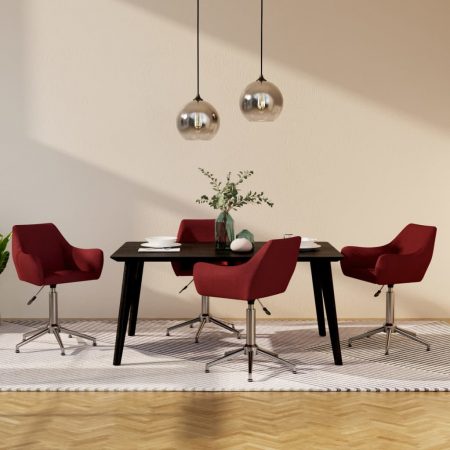 Bild på vidaXL Snurrbara matstolar 4 st vinröd tyg