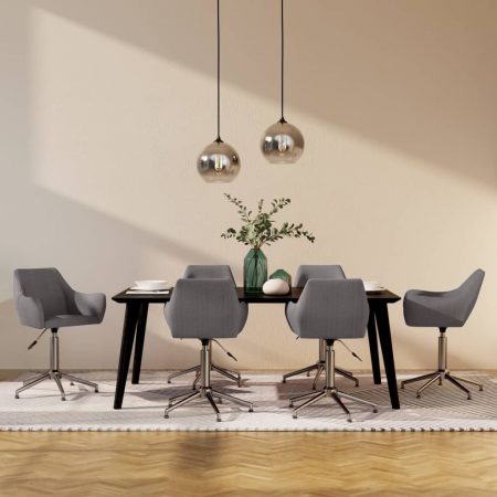 Bild på vidaXL Snurrbara matstolar 6 st ljusgrå tyg