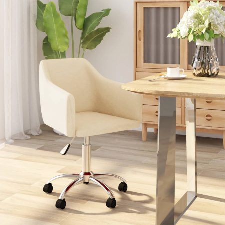 Bild på vidaXL Snurrbar kontorsstol gräddvit tyg