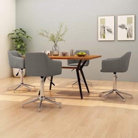 Bild på vidaXL Snurrbara matstolar 4 st ljusgrå tyg