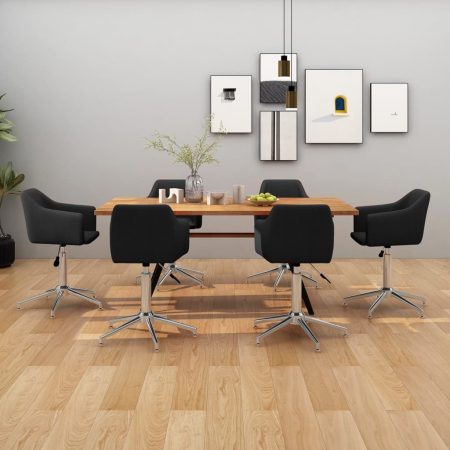 Bild på vidaXL Snurrbara matstolar 6 st svart tyg