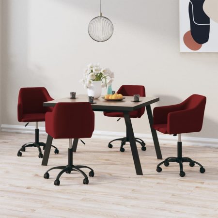 Bild på vidaXL Snurrbara matstolar 4 st vinröd sammet