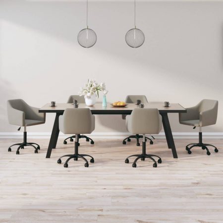 Bild på vidaXL Snurrbara matstolar 6 st ljusgrå sammet