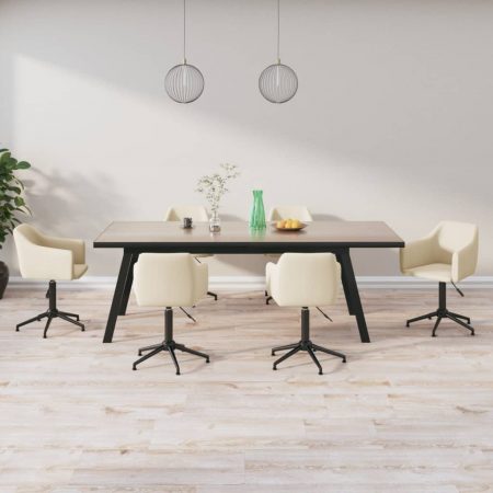 Bild på vidaXL Snurrbara matstolar 6 st gräddvit sammet