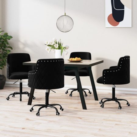 Bild på vidaXL Snurrbara matstolar 4 st svart sammet