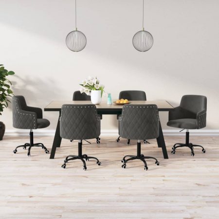 Bild på vidaXL Snurrbara matstolar 6 st mörkgrå sammet