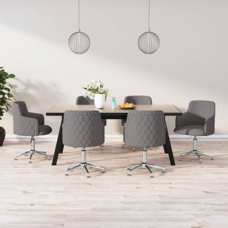 Bild på vidaXL Snurrbara matstolar 6 st mörkgrå tyg