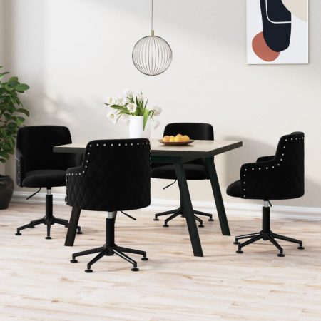 Bild på vidaXL Snurrbara matstolar 4 st svart sammet